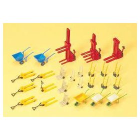   Preiser 17107 Kézi raklapemelők és békák, molnárkocsik, talicskák (H0)