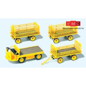   Preiser 17121 Elektromos kofferkuli 3 db pótkocsival, sárga (H0)