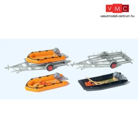 Preiser 17312 Gumicsónakok (3 db), 2 db utánfutóval (H0)