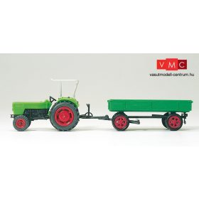   Preiser 17914 Deutz D6206 mezőgazdasági traktor, pótkocsival (H0)
