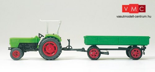 Preiser 17914 Deutz D6206 mezőgazdasági traktor, pótkocsival (H0)