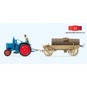   Preiser 17939 Lanz D2416 mezőgazdasági ttraktor, szekér vontatmánnyal, vezetővel (H0)