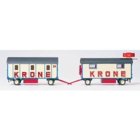   Preiser 21050 Öltözőpótkocsi, 2 db, Zirkus Krone - építőkészlet (H0)