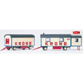   Preiser 21051 Lakókocsi és pótkocsi, 2 db, Zirkus Krone - építőkészlet (H0)