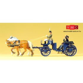   Preiser 24606 Nyitott hintó lovakkal, hajtóval és előkelőséggel (H0)