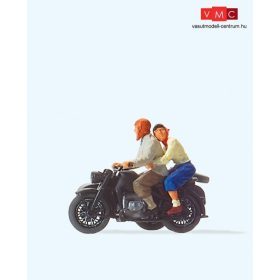   Preiser 28148 Fiatal pár oldalkocsis Zündapp KS750 motorral (H0)