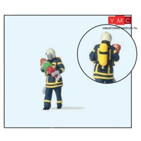   Preiser 28251 Gyermeket mentő tűzoltó, kék védőfelszerelésben, légzőpalackkal (H0)