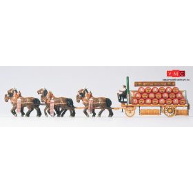 Preiser 30438 Sörösszekér lovakkal, Spatenbrau (H0)