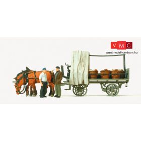   Preiser 30449 Ponyvás zöldségszállító szekér lovakkal (H0)