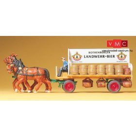   Preiser 30462 Sörösszekér lovakkal, Rothenburger Landwehr Bier (H0)