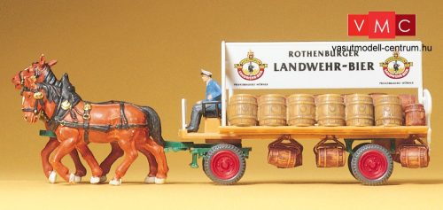 Preiser 30462 Sörösszekér lovakkal, Rothenburger Landwehr Bier (H0)