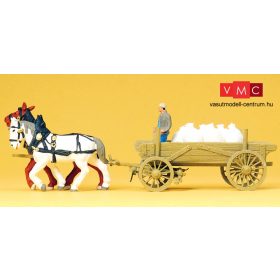   Preiser 30470 Parasztszekér lovakkal, liszteszsákokkal (H0)