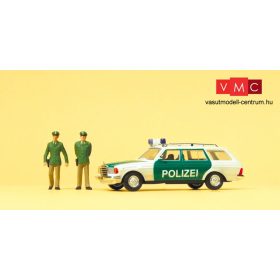   Preiser 33251 Mercedes-Benz W 123 rendőrautó - Polizei, 2 db figurával (H0)