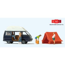   Preiser 33258 Mitsubishi L300 4x4 a kempingben, vendégekkel (H0)