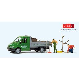   Preiser 33260 Ford Transit platós - Gartenbau Müller, figurával (H0)