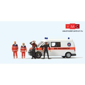   Preiser 33261 Volkswagen Transporter T5 BRK Wasserwacht, 4 db figurával (H0)