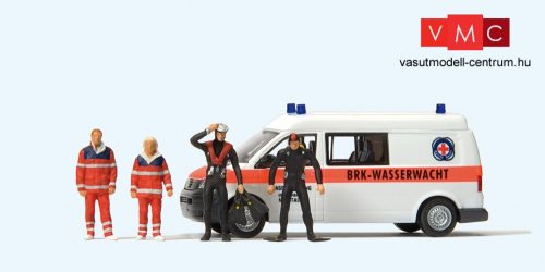 Preiser 33261 Volkswagen Transporter T5 BRK Wasserwacht, 4 db figurával (H0)