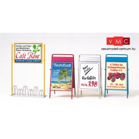 Preiser 45221 Hirdetőtáblák és biciklitartó (G)