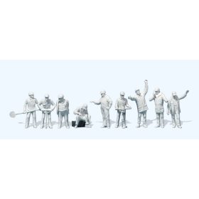   Preiser 63003 Vasutasok és vasúti pályamunkások, 9 db figura (1:32) - festetlen
