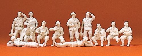Preiser 72505 German infantry, resting with accessories, unpainted, 12 pieces 1/72 figura makett