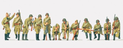 Preiser 72525 Soviet Infantry mounted, unpainted, 12 pcs 1/72 figura makett