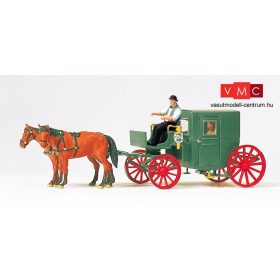 Preiser 75152 Zárt hintó lovakkal és figurákkal (TT)