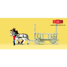 Preiser 79476 Lovaskocsi széna szállításhoz lovakkal (N)