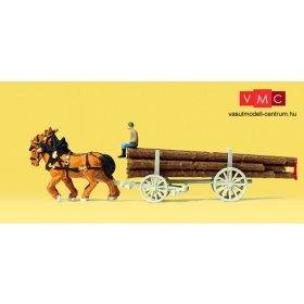 Preiser 79477 Rönkszállító szekér lovakkal (N)