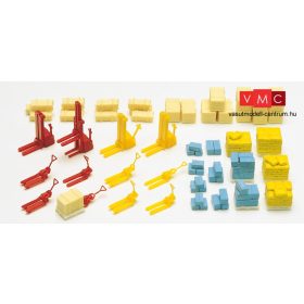   Preiser 79567 Dobozok, ládák, zsákok, raklapok kézi raklapemelőkkel (N)