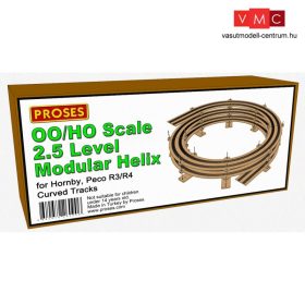 Proses HUK-4 Modular Helix vágányspirál, R3+R4, Radius 505 & 572 mm, 2.5 emelet, kétvágán