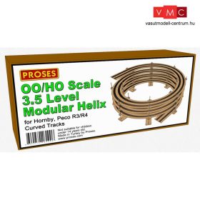 Proses HUK-5 Modular Helix vágányspirál, R3+R4, Radius 505 & 572 mm, 3.5 emelet, kétvágán