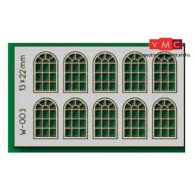 Proses W-003 Ablakkészlet, boltíves, 13 x 22 mm, 10 db (HO/OO)