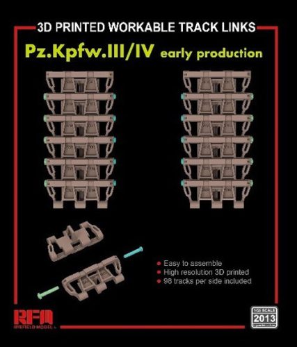 RFM2013 Workable track links for Pz.Kpfw. III /IV early production (3D printed) 1/35 működőképes lánctalp makett