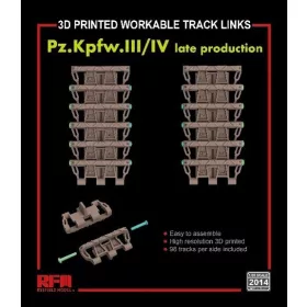   RFM2014 Workable Track Links for Pz.Kpfw. III /IV Late Production (3D Printed) 1/35 működőképes lánctalp makett