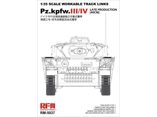 RFM5037 Workable Track Links Pz.Kpfw.III/IV Late Production (40cm) 1/35 működőképes láncta