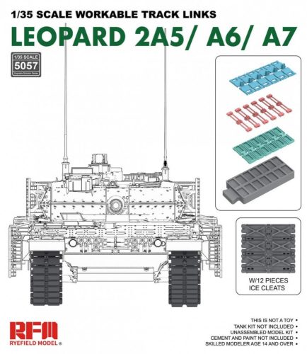 RFM5057 Workable Track Links for Leopard 2A5/A6/A7 1/35 működőképes lánctalp makett