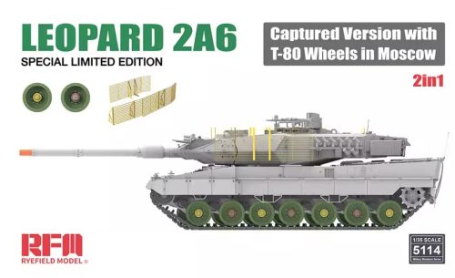 RFM5114 Leopard 2A6 Captured Version with T-80 Wheels in Moscow 1/35 harckocsi makett