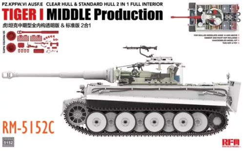 RFM5152C German Tiger I Mid-Production bundle RM-2030 workable tracks + RM-2065 PE details 1/35 harckocsi makett