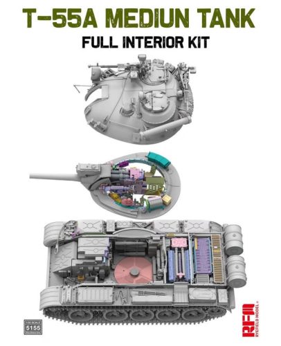 RFM5155 T-55A Medium Tank Full Interior Kit 1/35 harckocsi makett