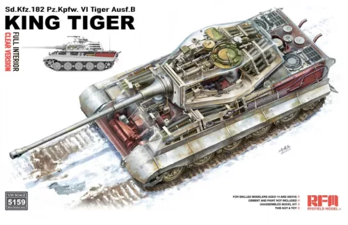 RFM5159 German Sd.Kfz. 182 Pz.Kpfw. VI Tiger Ausf. B King Tiger Full Interior / Clear Version 1/35 harckocsi makett