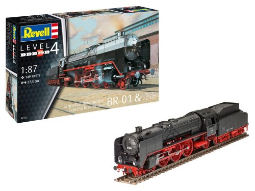 Revell 2172 Express Locomotive BR 01 & Tender 2'2' T32 (2172) vasút makett (1/87)
