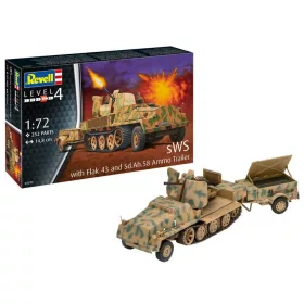   Revell 3293 sWS mit Flak-Aufbau als Sfl. mit 3,7cm Flak 43 1/72 (03293) harcjármű makett