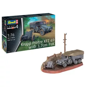   Revell 3344 Krupp Protze KFZ 69 with 3,7cm Pak 1/76 (03344) harcjármű makett