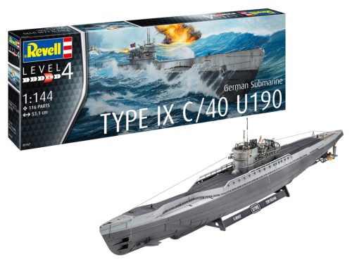 Revell 5167 German Submarine Type IX C/40 (U190) 1/144 (05167) tengeralattjáró makett