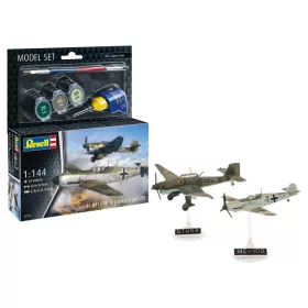   Revell 63770 Model Set Combat Set Messerschmitt Bf109E & Junkers Ju87B Stuka 1/144 (63770) repülőgép makett