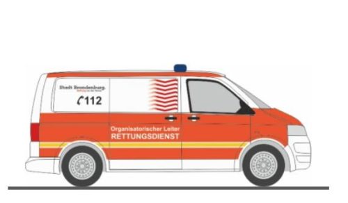 Rietze 53465 Volkswagen Transporter T5 Bus 2010, Retttungsdienst Brandenburg (H0)