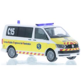   Rietze 53828 Volkswagen Transporter T6 Bus, Samu du Cher (F) (252662) (H0)
