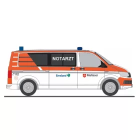   Rietze 53956 Volkswagen Transporter T6, Malteser Papenburg (H0)