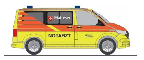 Rietze 53973 Volkswagen Transporter T6.1, NEF Malteser Burgen Landkreis (H0)