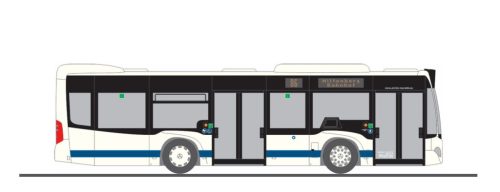 Rietze 67950 Mercedes-Benz Citaro K 12 városi autóbusz, Ehrlich Touristik, Großheubach (H0)